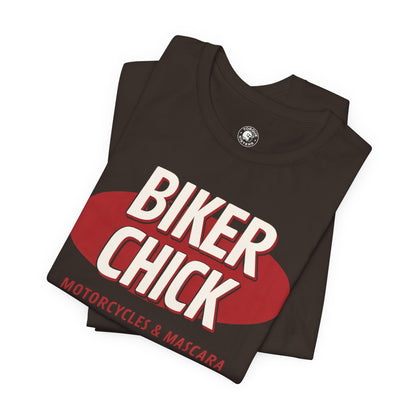 BIKER CHICK Women’s Motorcycle T-Shirt | Brown & Red