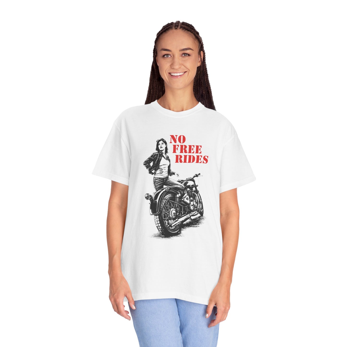 NO FREE RIDES Women’s Riding T-Shirt | White & Red