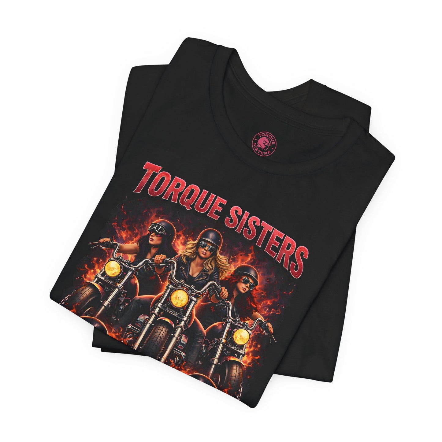 TORQUE SISTERS RIDE OR DIE Women’s Motorcycle T-Shirt | Black & Red & Yellow