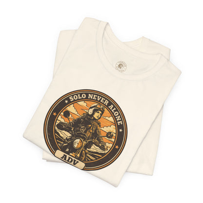 SOLO NEVER ALONE ADV Graphic Women’s Motorcycle T-Shirt | Natural