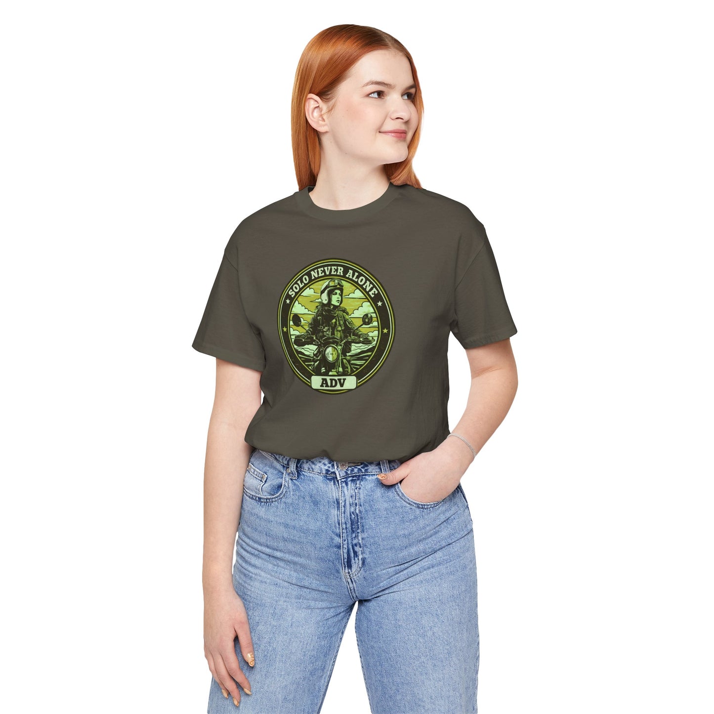 SOLO NEVER ALONE ADV Women’s Motorcycle T-Shirt | Olive