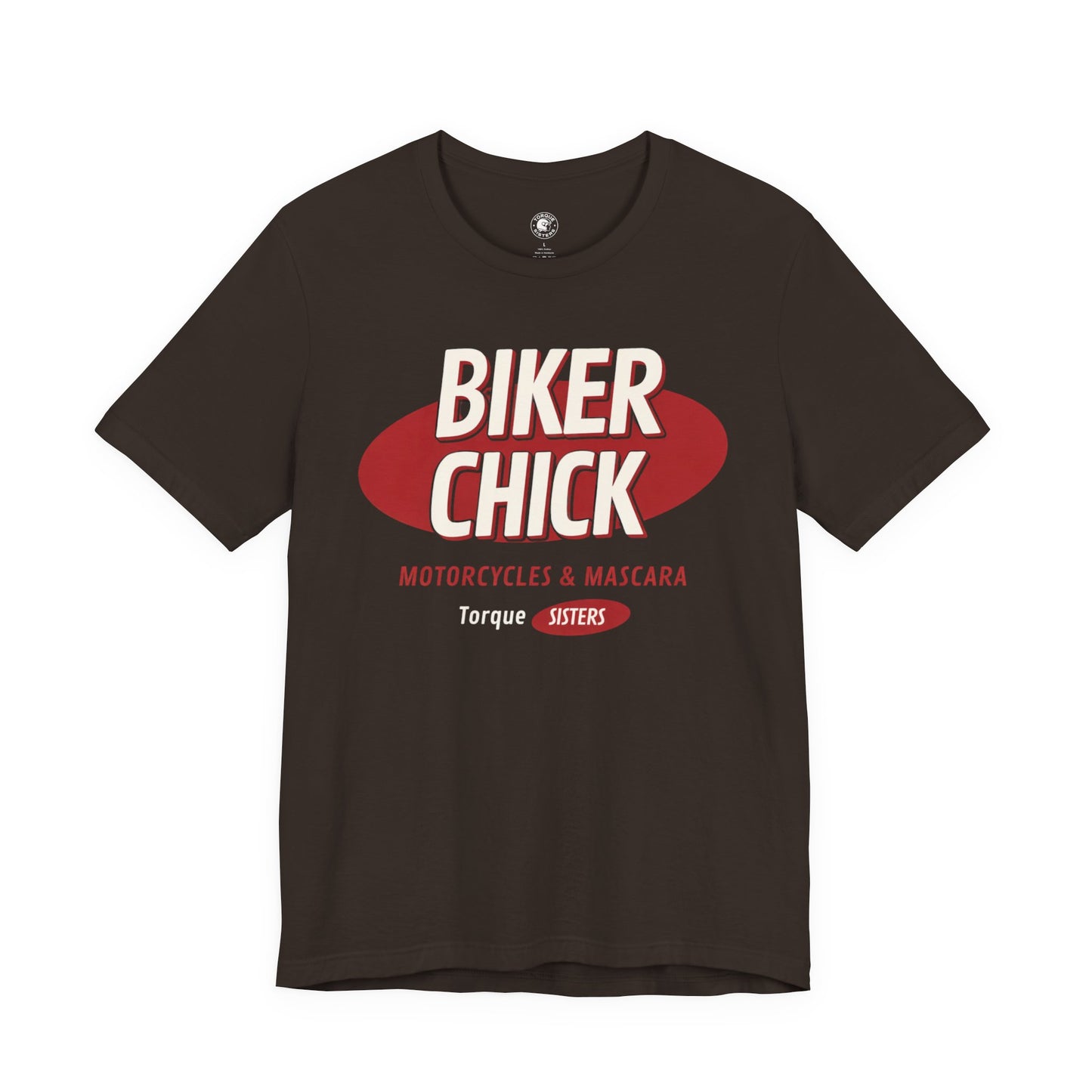 BIKER CHICK Women’s Motorcycle T-Shirt | Brown & Red