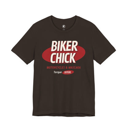 BIKER CHICK Women’s Motorcycle T-Shirt | Brown & Red