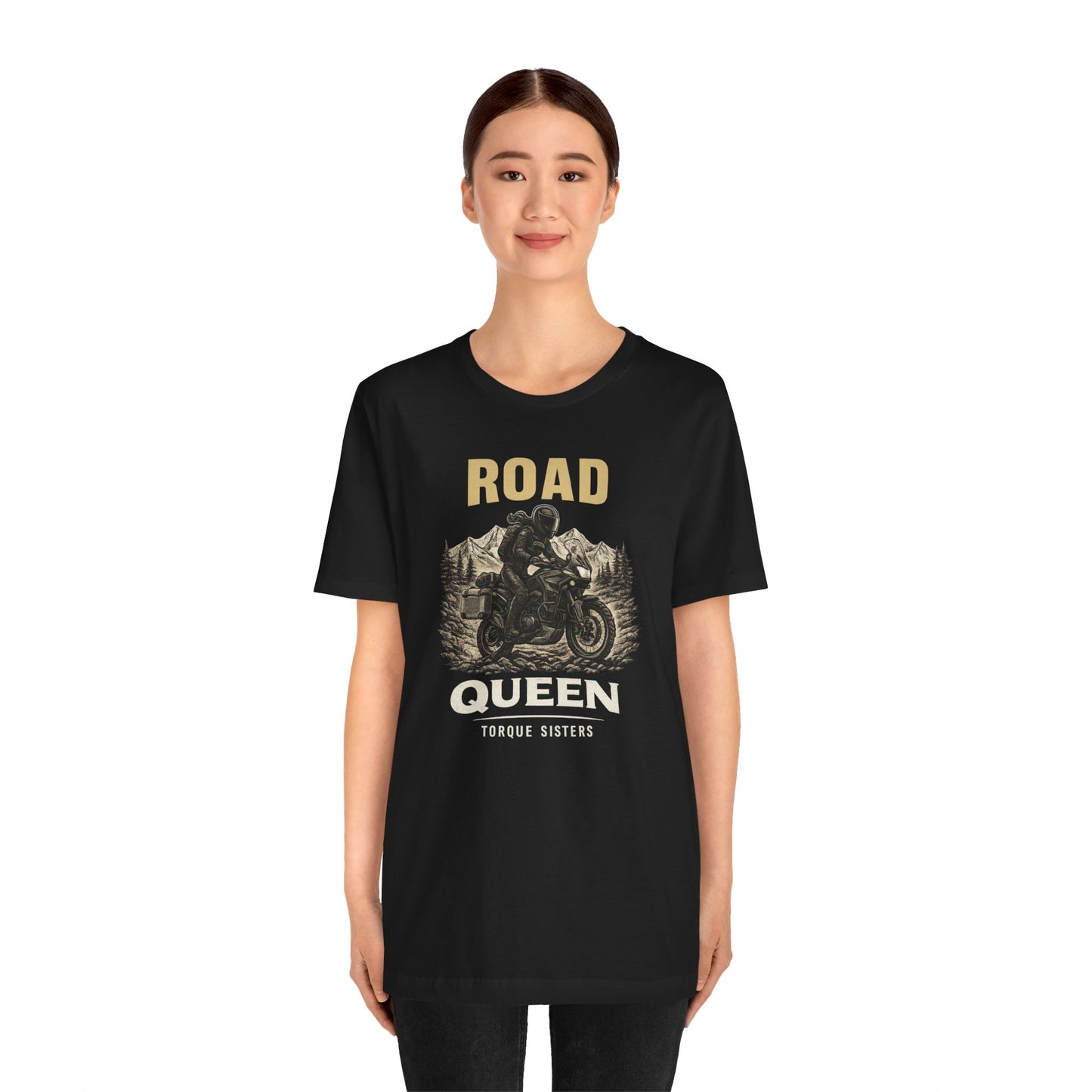 ROAD QUEEN Women’s Motorcycle T-Shirt | Black & Tan