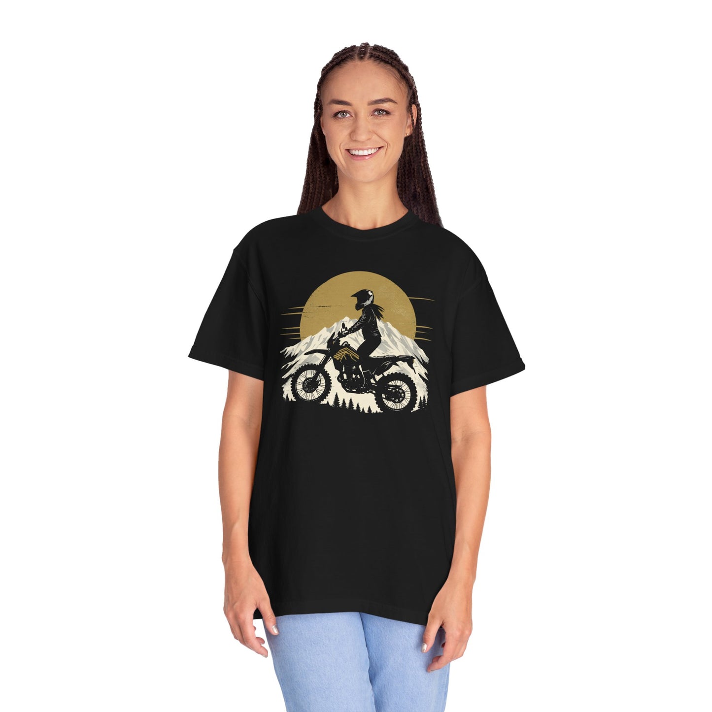 Mountain Rider Women's Motorcycle T-Shirt | Black & Tan