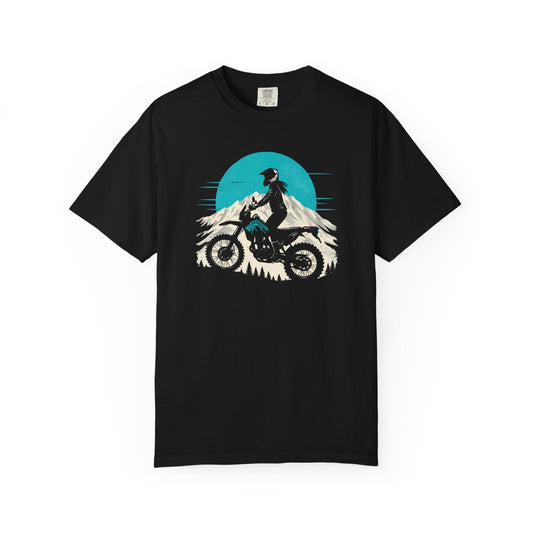 Mountain Rider Women's Motorcycle T-Shirt | Black & Teal