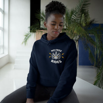 NO FREE RIDES Cat Helmet Graphic Women’s Motorcycle Hoodie | Navy