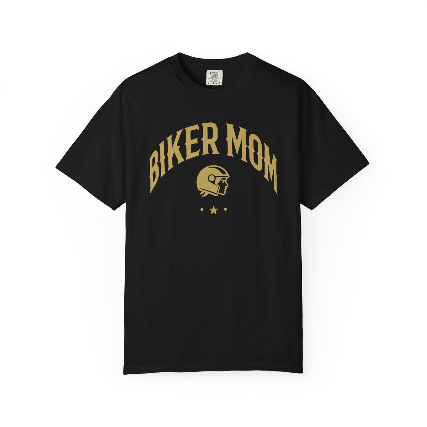 BIKER MOM Arch Graphic Women’s Motorcycle T-Shirt | Black & Gold