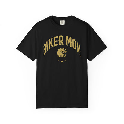 BIKER MOM Arch Graphic Women’s Motorcycle T-Shirt | Black & Gold