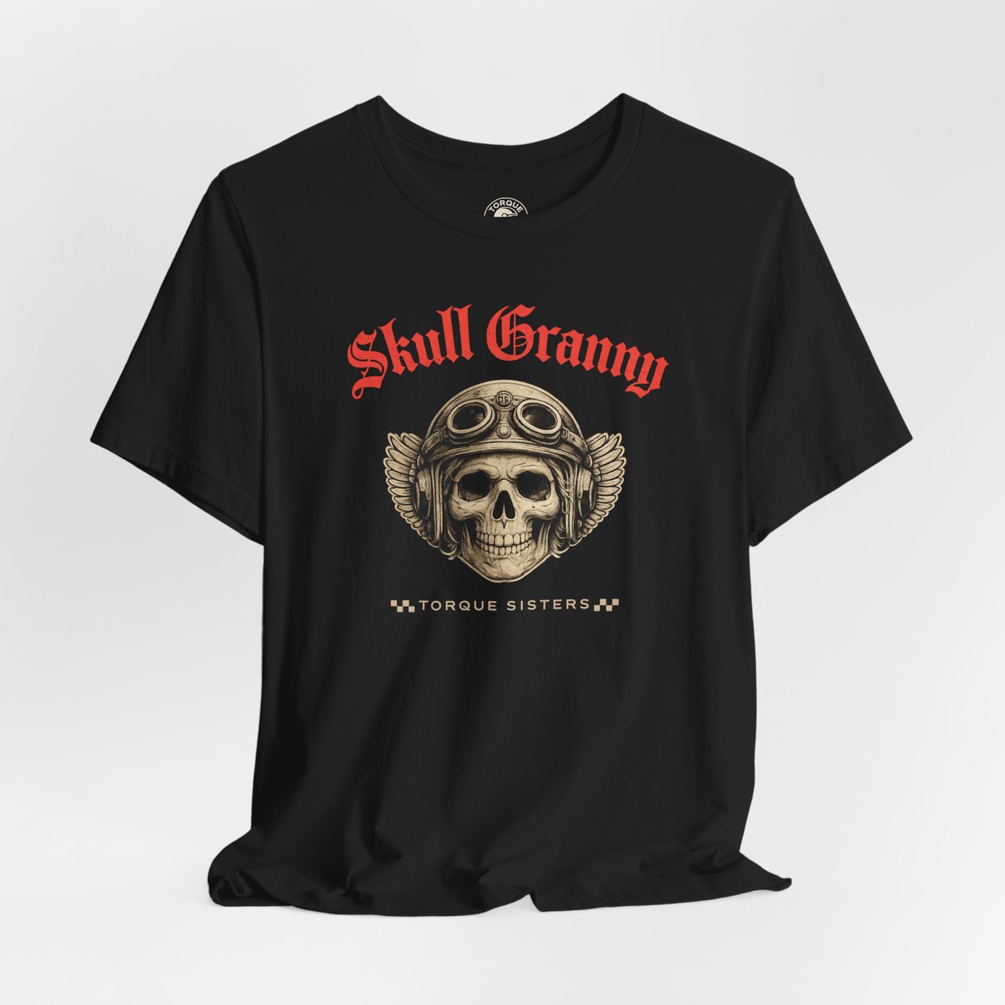 SKULL GRANNY Women’s Motorcycle T-Shirt | Black & Red