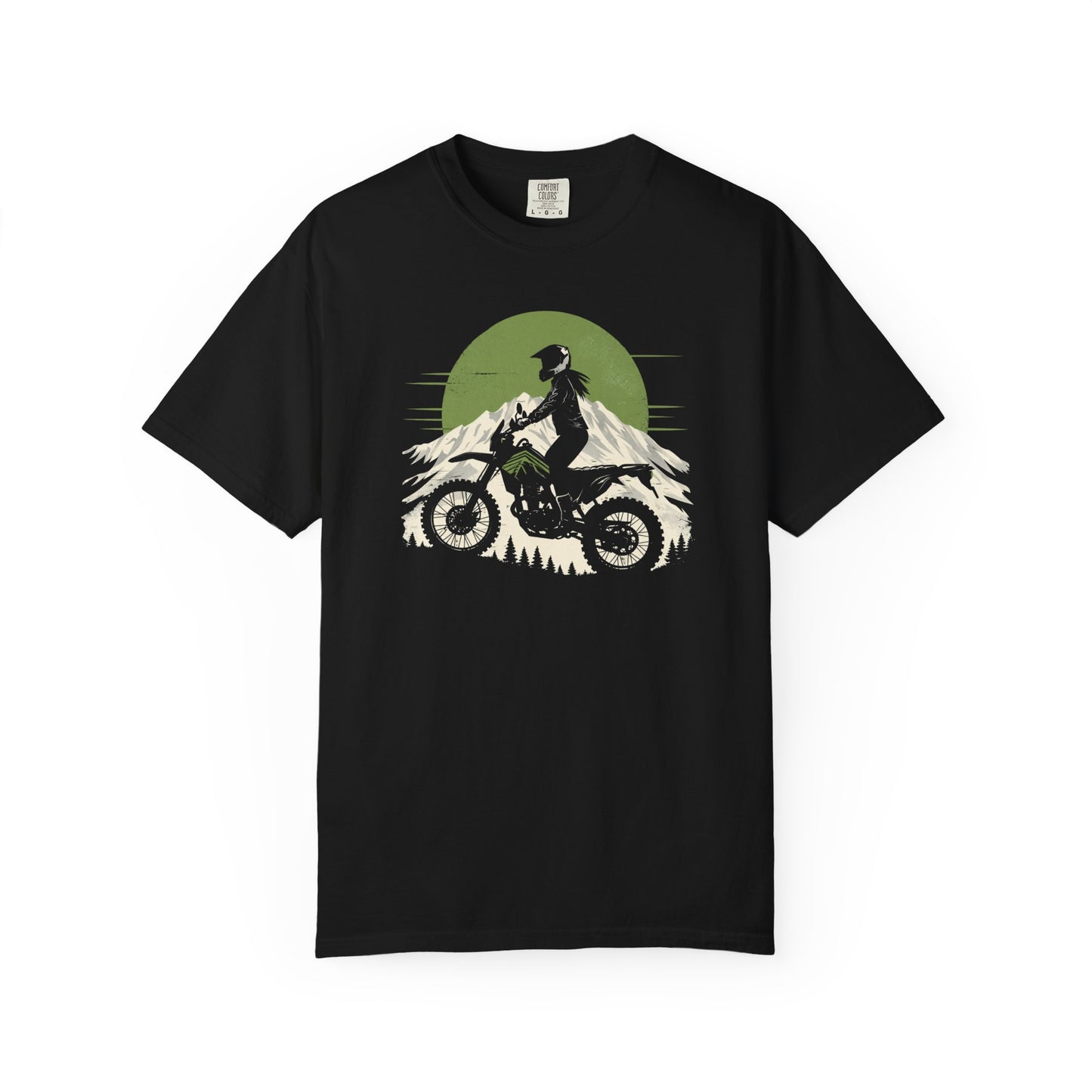 Mountain Rider Women's Motorcycle T-Shirt | Black & Forest green