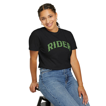 RIDER Arch Graphic Women’s Motorcycle T-Shirt | Black & Moss