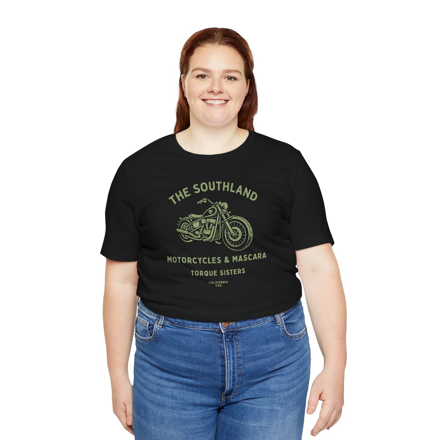 THE SOUTHLAND Motorcycles & Mascara Women’s Motorcycle T-Shirt | Black & Olive