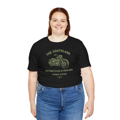 THE SOUTHLAND Motorcycles & Mascara Women’s Motorcycle T-Shirt | Black & Olive