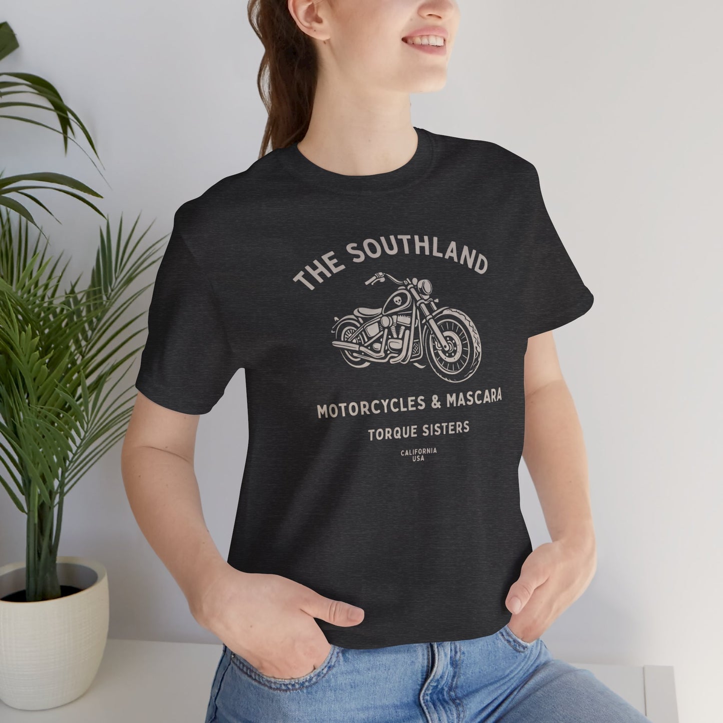 THE SOUTHLAND Motorcycles & Mascara Women’s Motorcycle T-Shirt | Heather Black & Bone