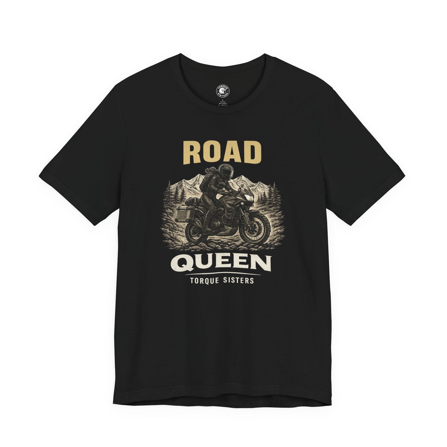 ROAD QUEEN Women’s Motorcycle T-Shirt | Black & Tan