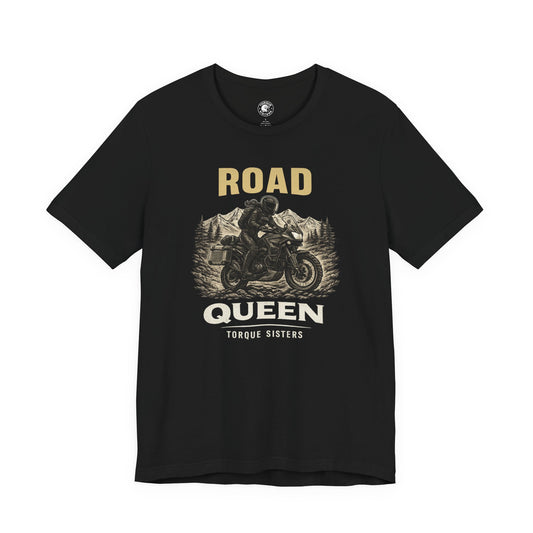ROAD QUEEN Women’s Motorcycle T-Shirt | Black & Tan