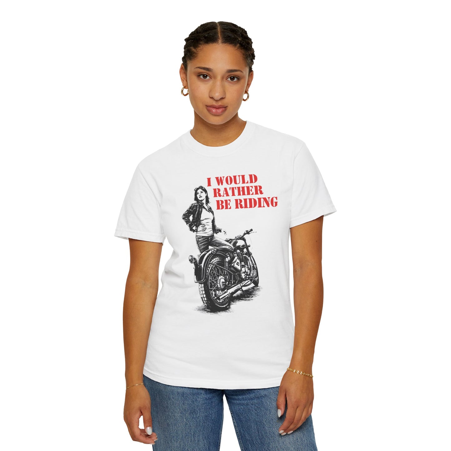 I WOULD RATHER BE RIDING Women’s Riding T-Shirt | White & Red