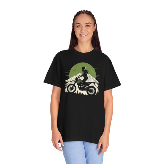 Mountain Rider Women's Motorcycle T-Shirt | Black & Forest green