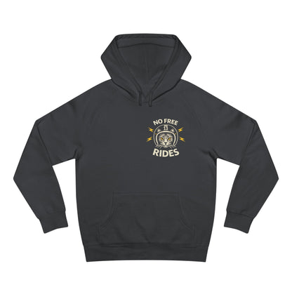 NO FREE RIDES Cat Helmet Graphic Women’s Motorcycle Hoodie | Charcoal