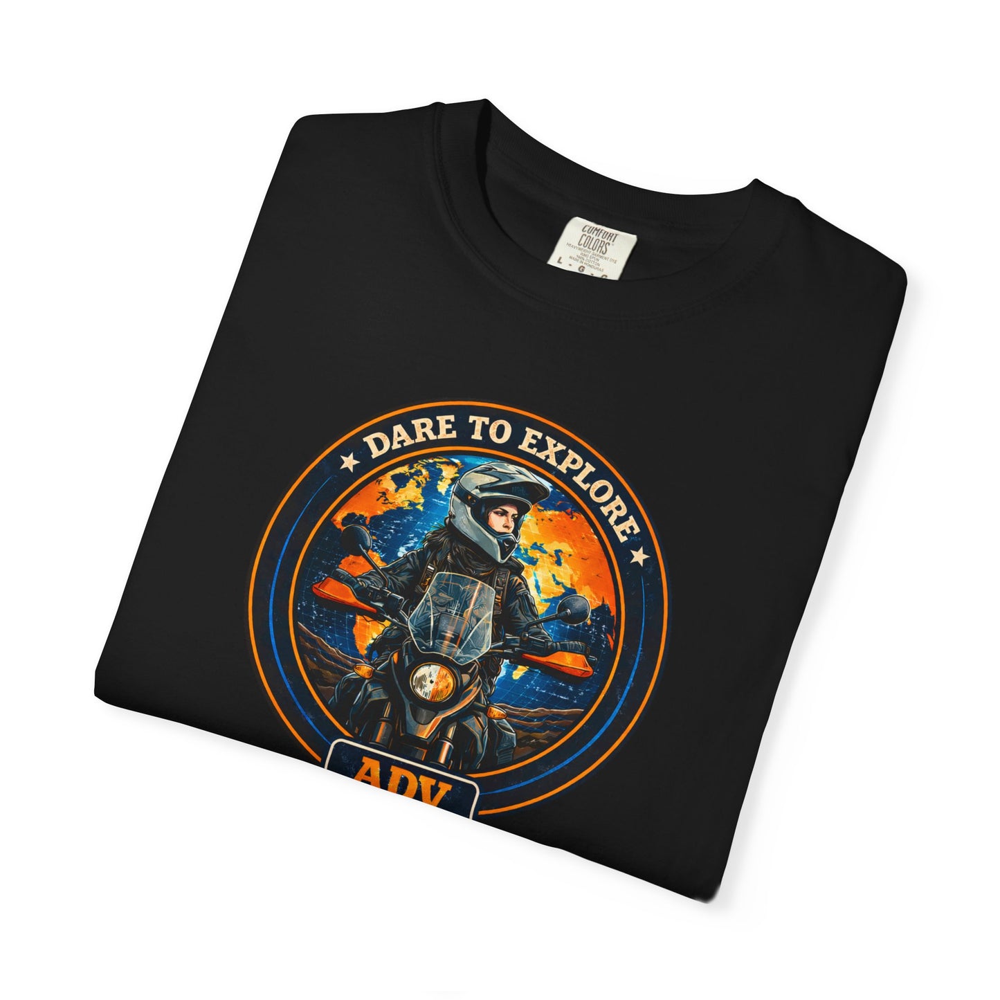 DARE TO EXPLORE ADV Women’s Motorcycle T-Shirt | Black & Orange