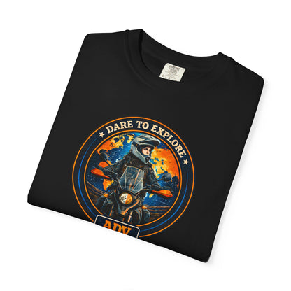 DARE TO EXPLORE ADV Women’s Motorcycle T-Shirt | Black & Orange