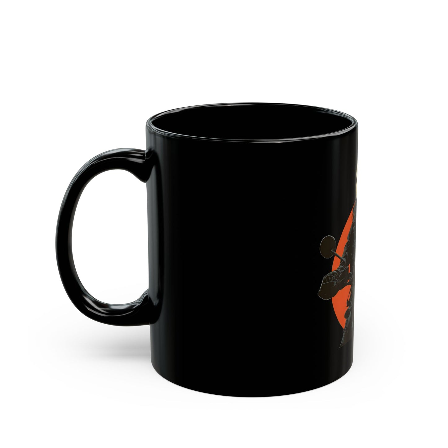 Vintage Female Biker Motorcycle Mug | Black & Orange