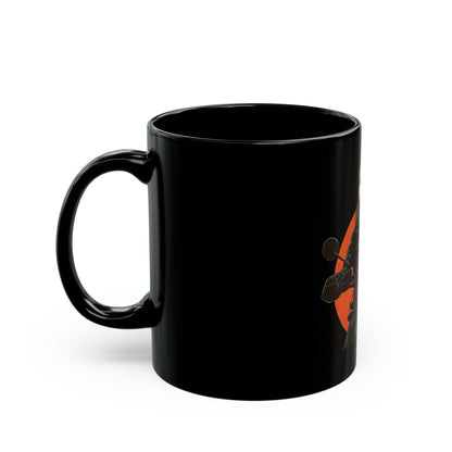 Vintage Female Biker Motorcycle Mug | Black & Orange