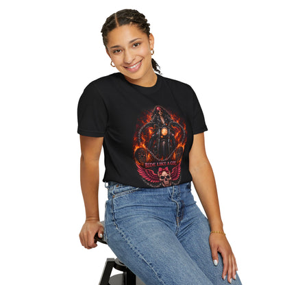 RIDE LIKE A GIRL Flame Rider Graphic Women’s Motorcycle T-Shirt | Black