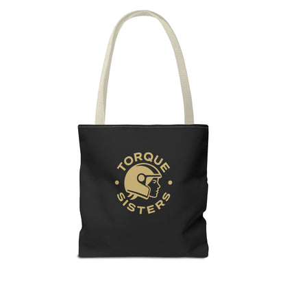 Women’s Motorcycle Tote Bag – Black & Gold Vintage Rider Canvas | Torque Sisters