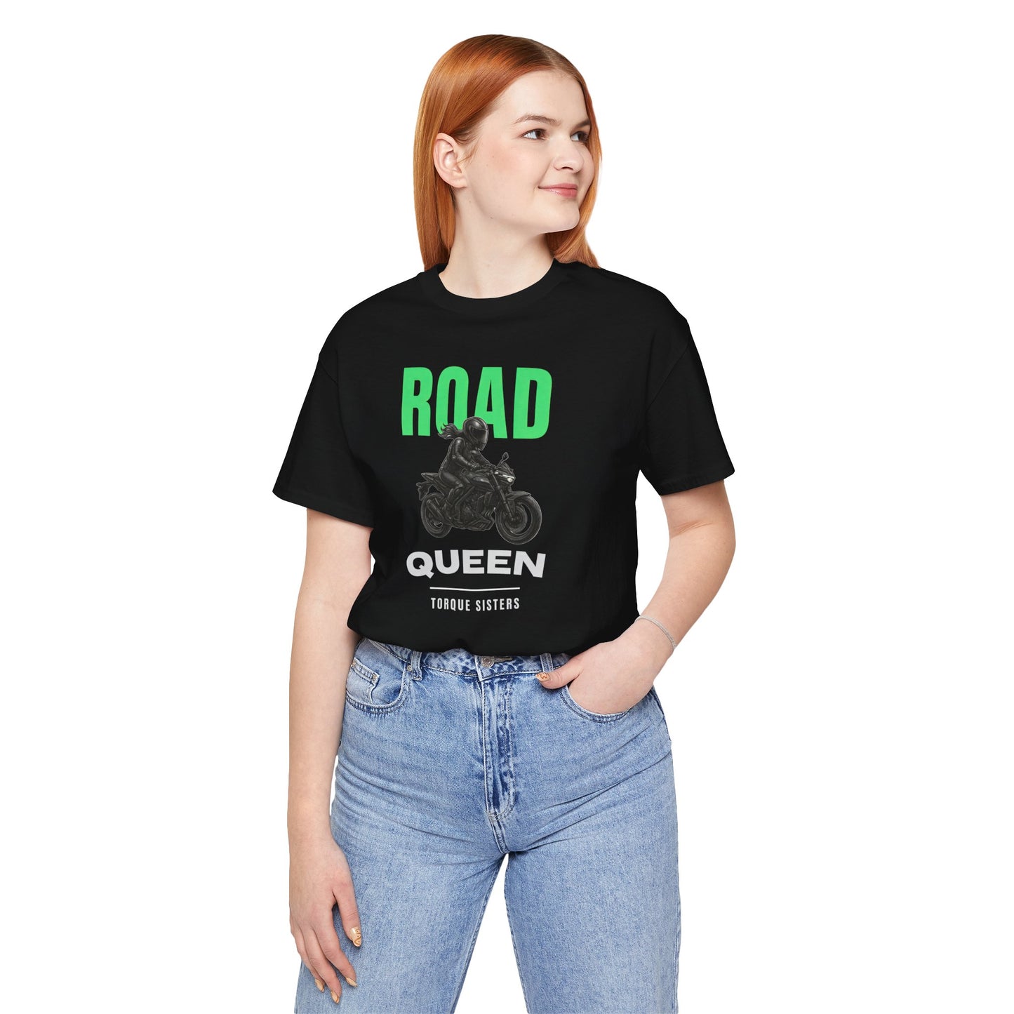 ROAD QUEEN Women’s Motorcycle T-Shirt | Black & Neon Green