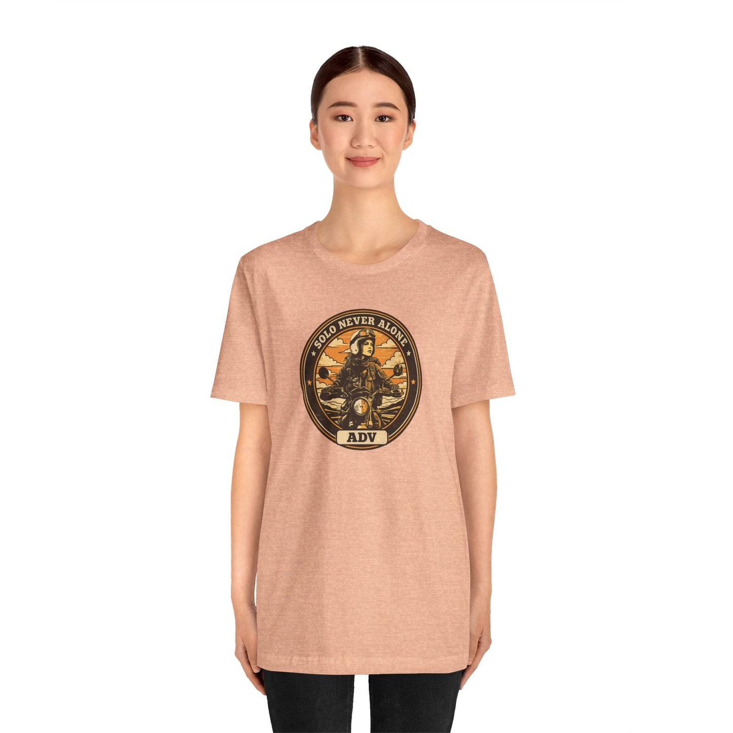 SOLO NEVER ALONE ADV Women’s Motorcycle T-Shirt | Peach