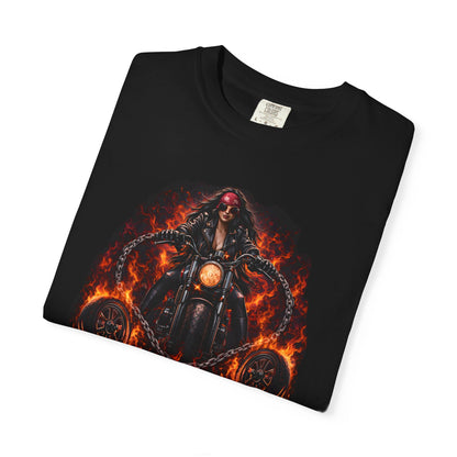 RIDE LIKE A GIRL Flame Rider Graphic Women’s Motorcycle T-Shirt | Black