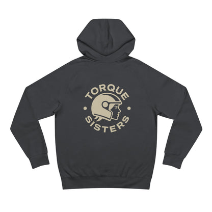 NO FREE RIDES Cat Helmet Graphic Women’s Motorcycle Hoodie | Charcoal