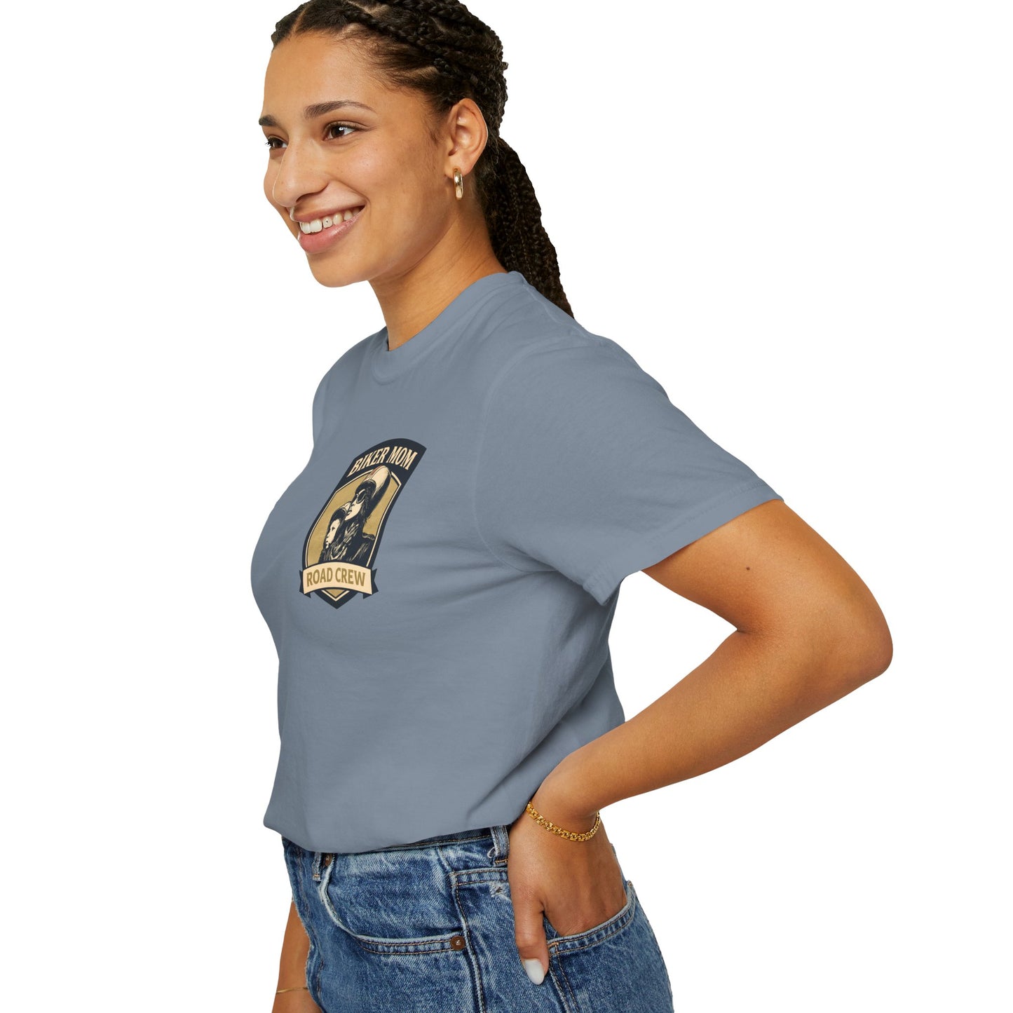 BIKER MOM Road Crew Women’s Motorcycle T-Shirt | Slate Blue