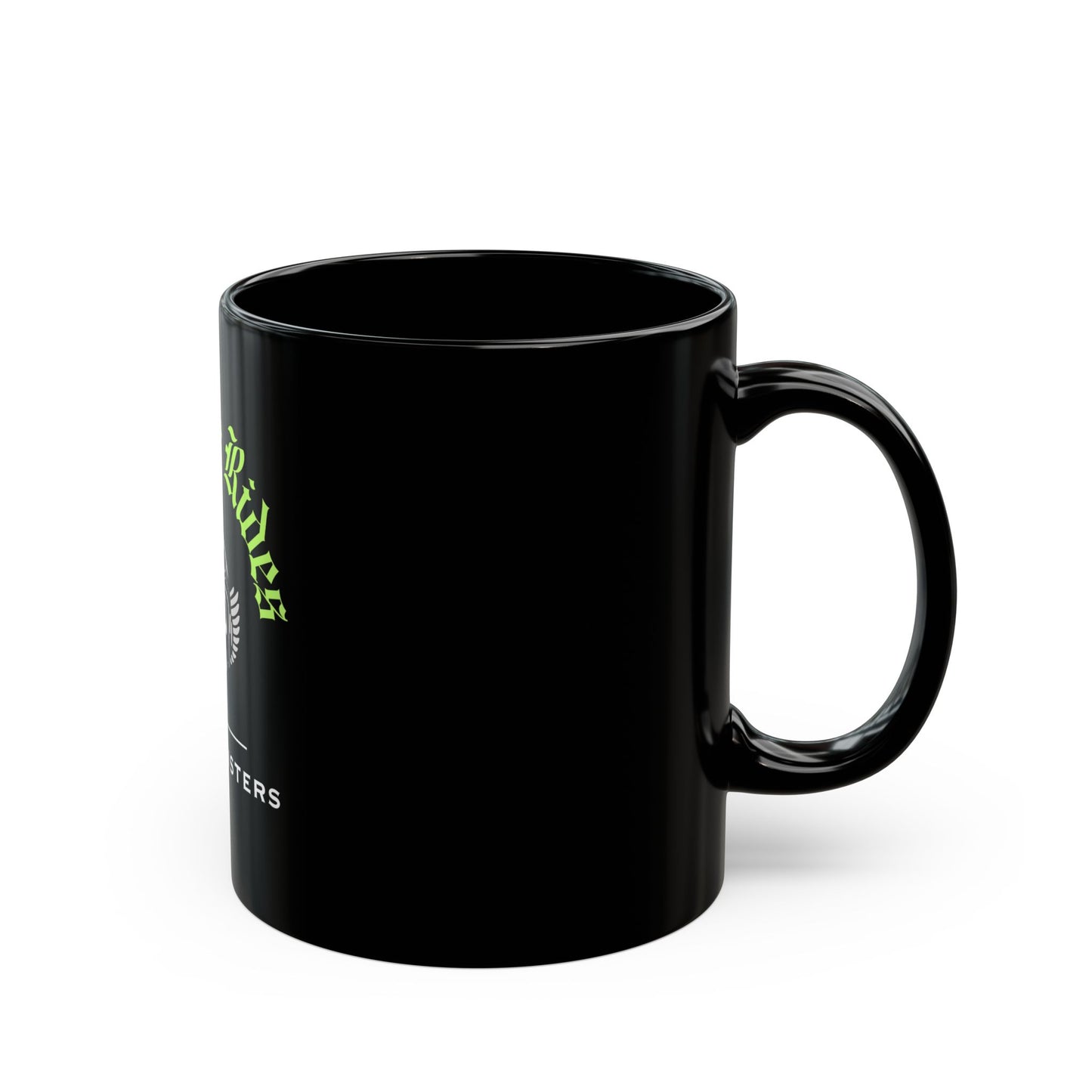 NO FREE RIDES Biker Skull Coffee Mug | Black & Neon Green
