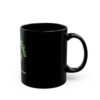 NO FREE RIDES Biker Skull Coffee Mug | Black & Neon Green