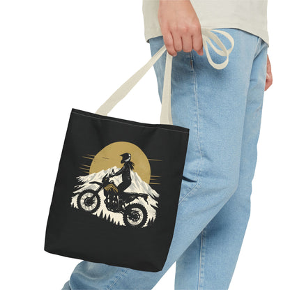 Women’s Motorcycle Tote Bag – Black & Gold Vintage Rider Canvas | Torque Sisters
