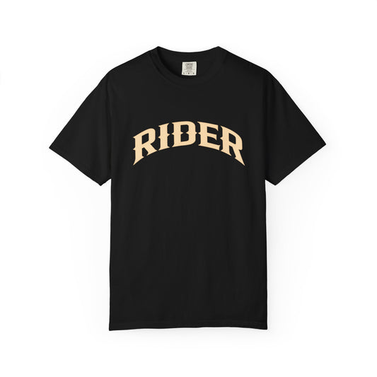 RIDER Arch graphic Women’s Motorcycle T-Shirt | Black & Cream