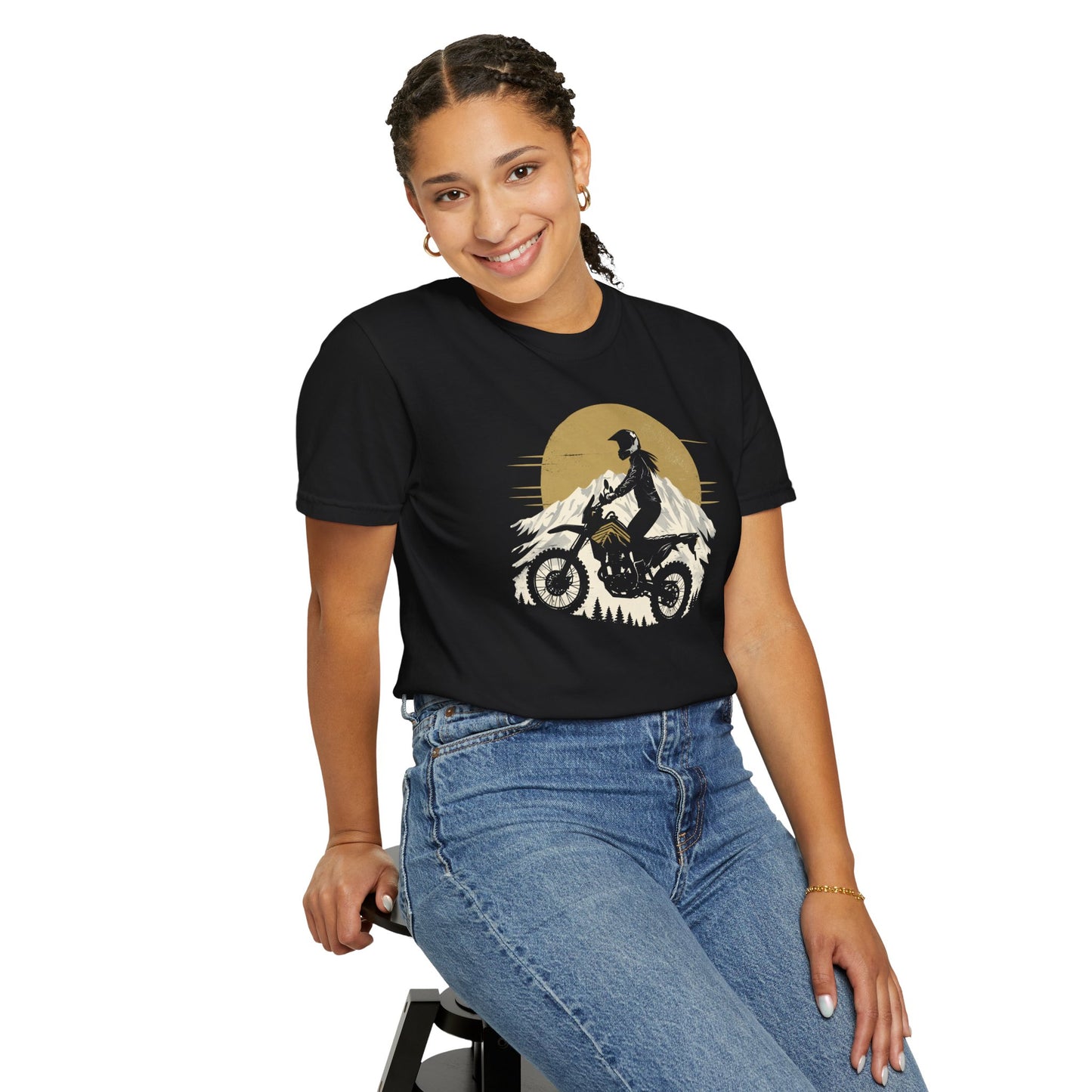 Mountain Rider Women's Motorcycle T-Shirt | Black & Tan
