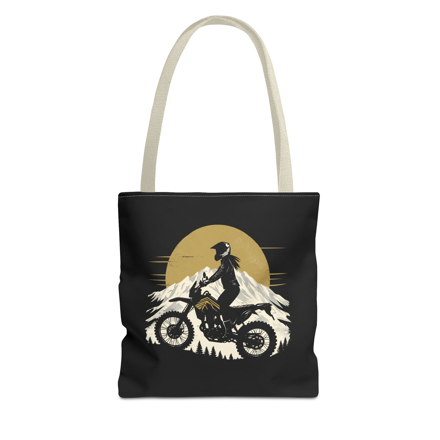 Women’s Motorcycle Tote Bag – Black & Gold Vintage Rider Canvas | Torque Sisters