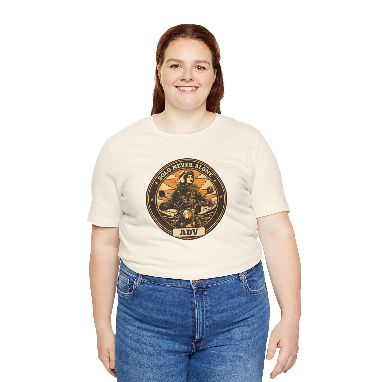 SOLO NEVER ALONE ADV Graphic Women’s Motorcycle T-Shirt | Natural