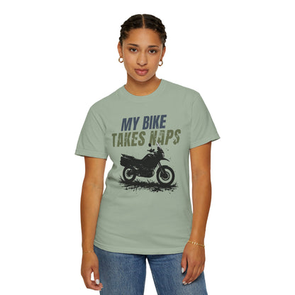 MY BIKE TAKES NAPS Women’s Motorcycle T-Shirt | Sage