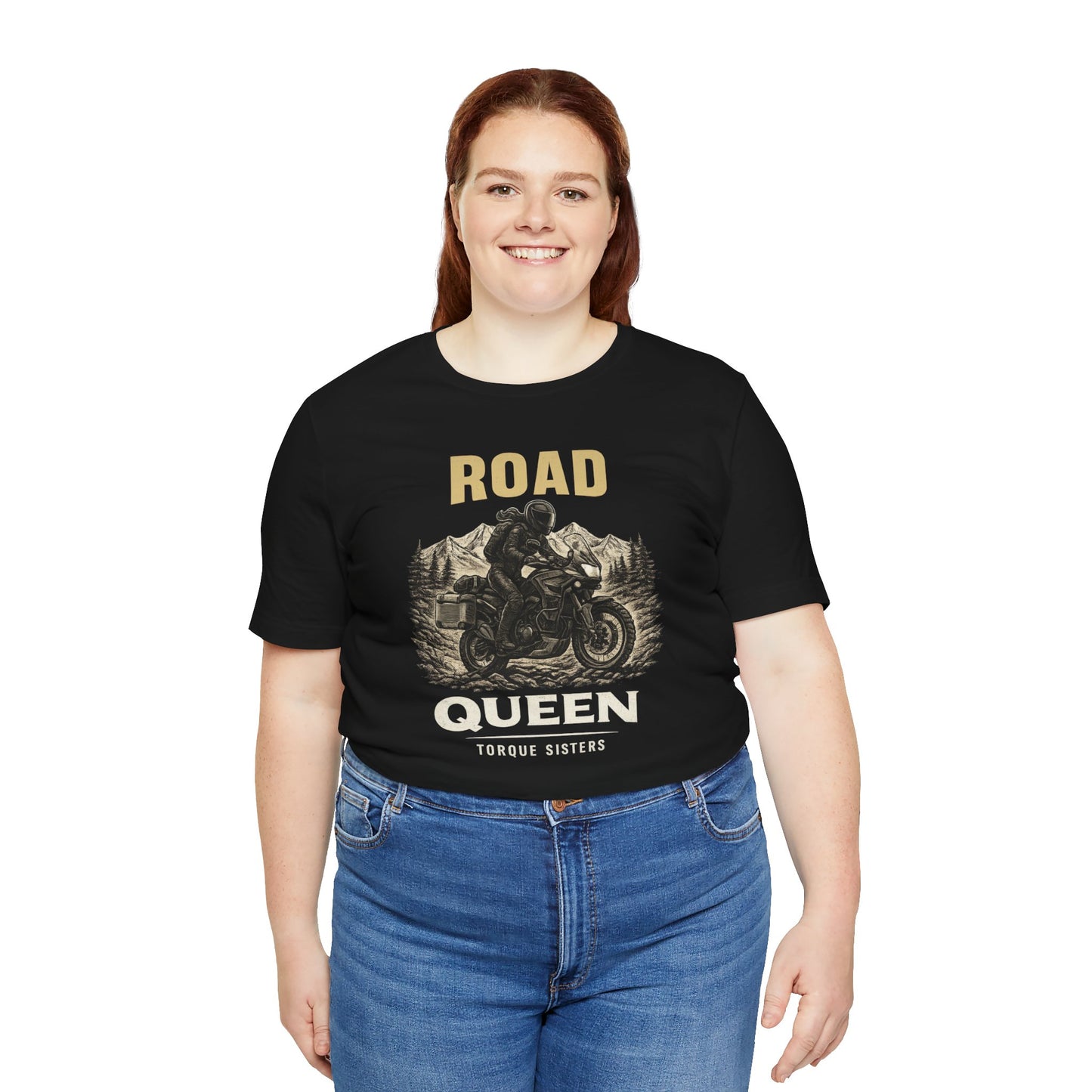 ROAD QUEEN Women’s Motorcycle T-Shirt | Black & Tan