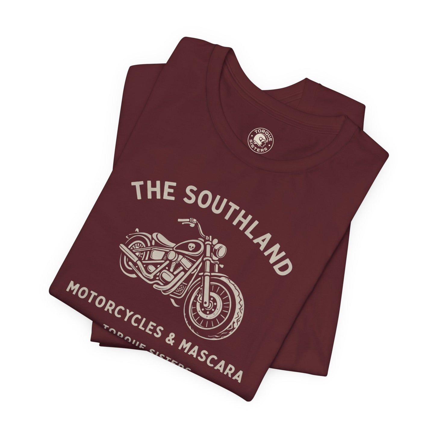 THE SOUTHLAND Motorcycles & Mascara Women’s Motorcycle T-Shirt | Burgundy