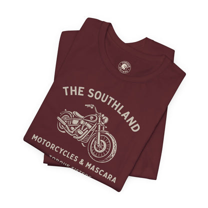 THE SOUTHLAND Motorcycles & Mascara Women’s Motorcycle T-Shirt | Burgundy