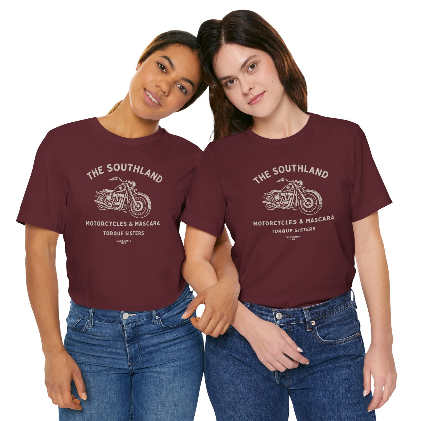 THE SOUTHLAND Motorcycles & Mascara Women’s Motorcycle T-Shirt | Burgundy