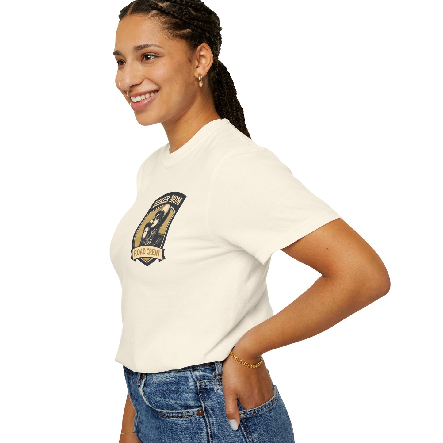 BIKER MOM Road Crew Women’s Motorcycle T-Shirt | Natural Vintage