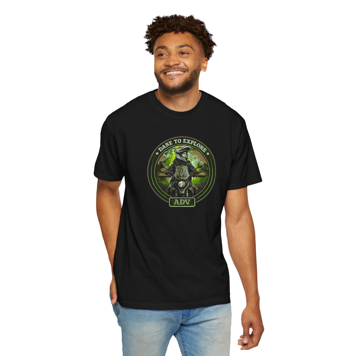 DARE TO EXPLORE ADV Women’s Motorcycle T-Shirt | Black & Green
