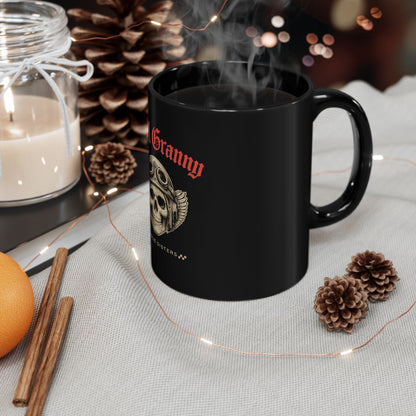 SKULL GRANNY Women Riders Motorcycle Mug | Black & Red